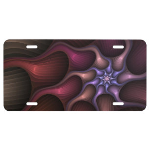 Magical Shiny Abstract Striped Colorful Fractal License Plate