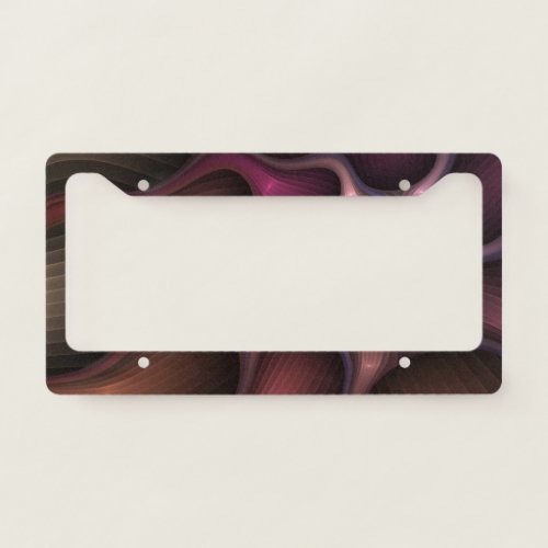Magical Shiny Abstract Striped Colorful Fractal License Plate Frame