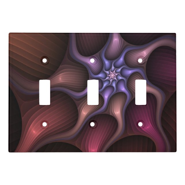 Magical Shiny Abstract Striped Colorful Fractal Light Switch Cover (Front)