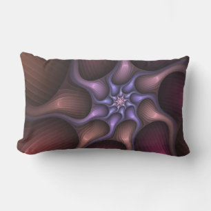 Magical Shiny Abstract Striped Colorful Fractal Lumbar Pillow