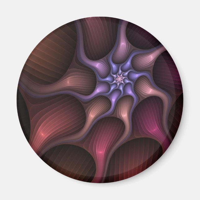 Magical Shiny Abstract Striped Colorful Fractal Magnet (Front)