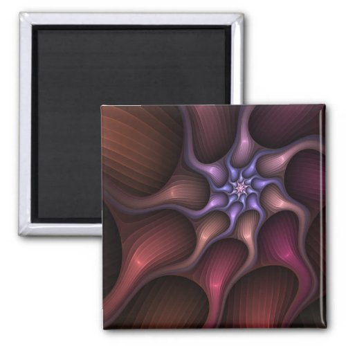 Magical Shiny Abstract Striped Colorful Fractal Magnet