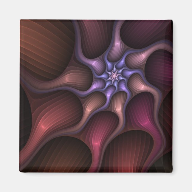 Magical Shiny Abstract Striped Colorful Fractal Magnet (Front)