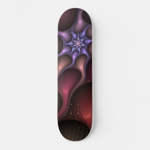 Magical Shiny Abstract Striped Colorful Fractal Skateboard