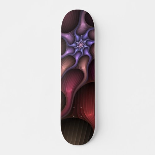 Magical Shiny Abstract Striped Colorful Fractal Skateboard
