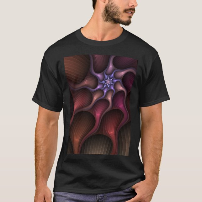 Magical Shiny Abstract Striped Colorful Fractal T-Shirt (Front)