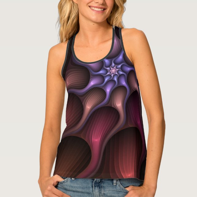 Magical Shiny Abstract Striped Colorful Fractal Tank Top (Front)
