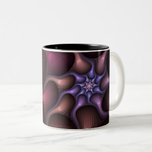 Magical Shiny Abstract Striped Colorful Fractal Two-Tone Coffee Mug