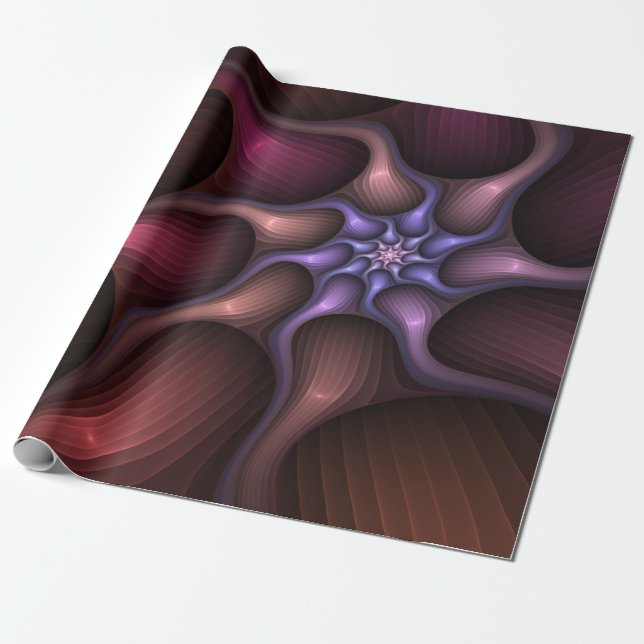 Magical Shiny Abstract Striped Colorful Fractal Wrapping Paper (Unrolled)