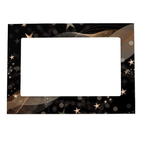 Magical Shiny Gold Stars Strings and Bokeh Lights  Magnetic Frame
