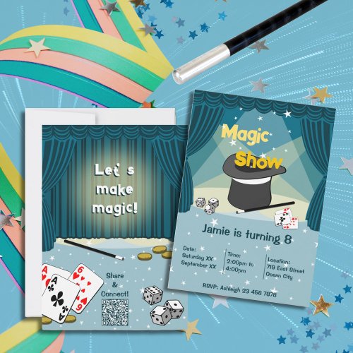 Magical Show Kids 8th Birthday Party Invitation