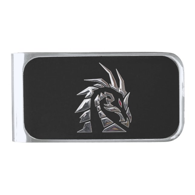Magical Silver Dragon Silver Finish Money Clip (Front)