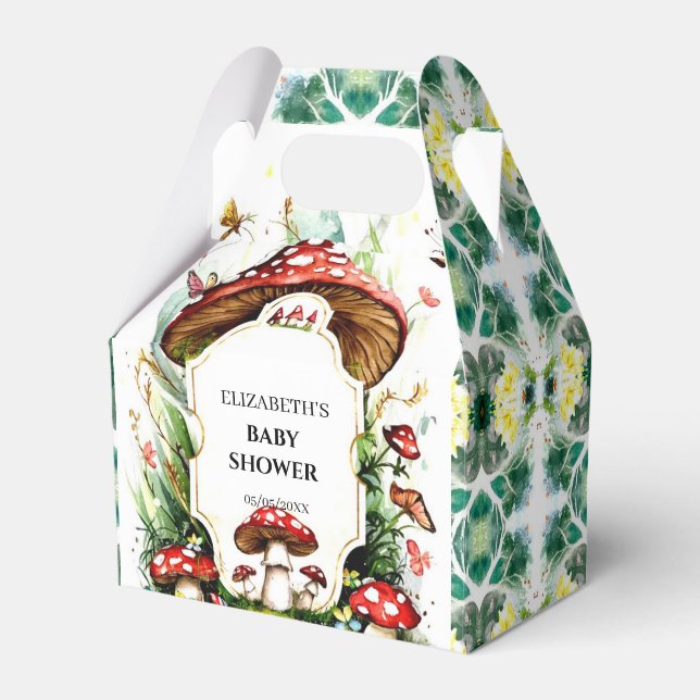 Magical Simple Mushroom Baby Shower Favor Boxes (Front Side)