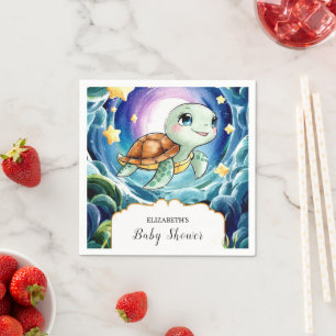 Magical Simple Sea Turtle Baby Shower Napkins