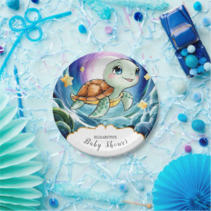 Magical Simple Sea Turtle Baby Shower Paper Plates