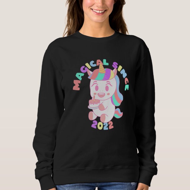 Magical Since 2022 Unicorn 1st Birthday Sweatshirt (Front)
