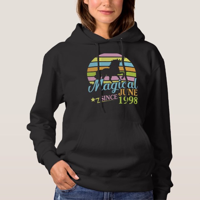 Magical Since June 1998 Happy Birthday Unicorn 24  Hoodie (Front)