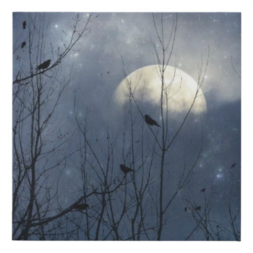 Magical Sky And Crow Tree Toppers Faux Canvas Print