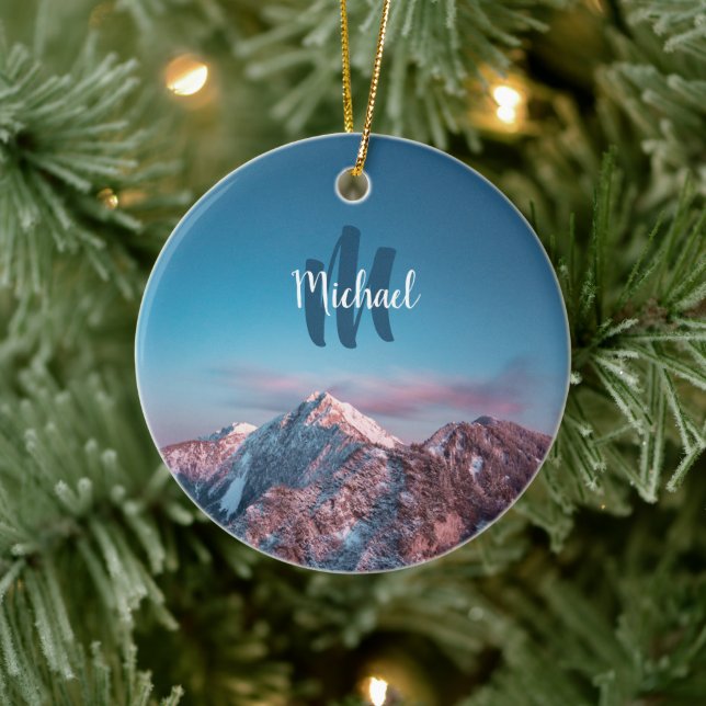 Magical sky monogram mountain Storžič Slovenia Ceramic Ornament (Tree)