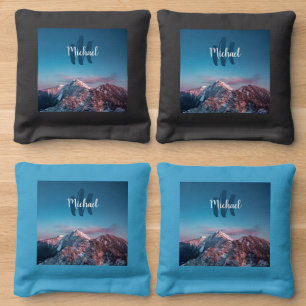 Magical sky monogram mountain Storžič Slovenia Cornhole Bags