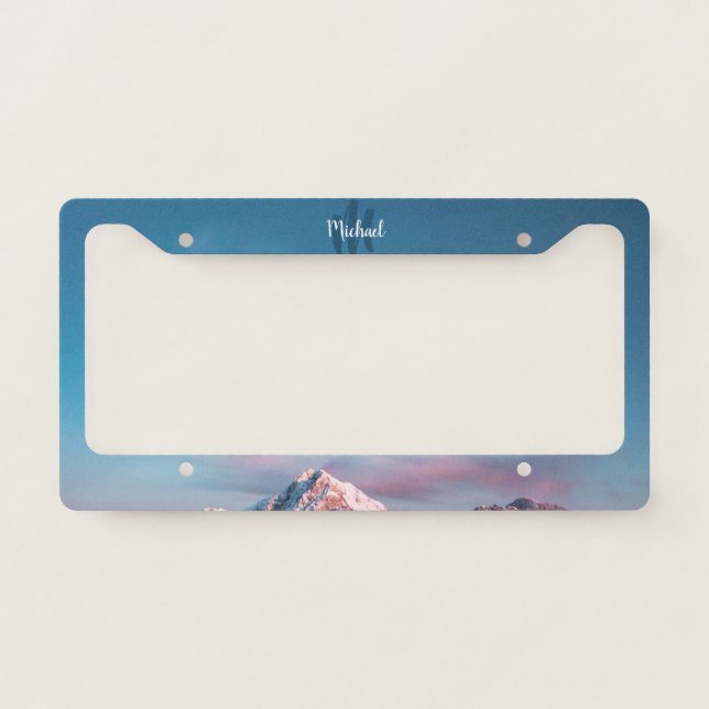 Magical sky monogram mountain Storžič Slovenia License Plate Frame (Front)