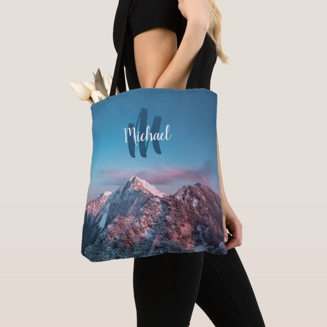 Magical sky monogram mountain Storžič Slovenia Tote Bag (Close Up)