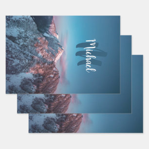 Magical sky monogram mountain Storžič Slovenia Wrapping Paper Sheets