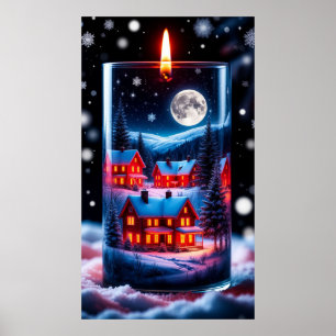 🏡 Magical Snow Candle Village ❄️🕯️ Poster