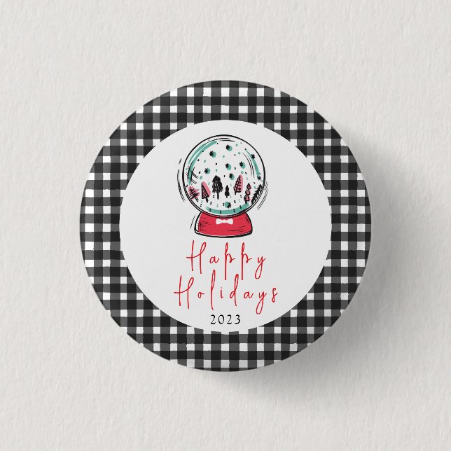 Magical Snow Globe Christmas Party Button (Front)