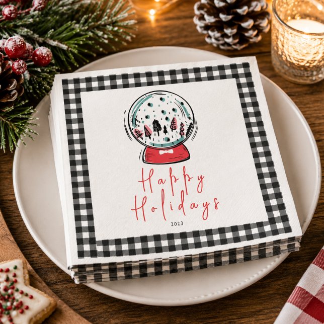 Magical Snow Globe Christmas Party Napkins (Magical Snow Globe Christmas Party Napkins)