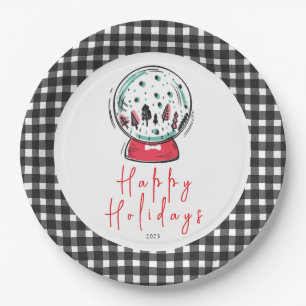 Magical Snow Globe Christmas Party Paper Plates