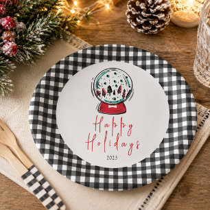 Magical Snow Globe Christmas Party Paper Plates