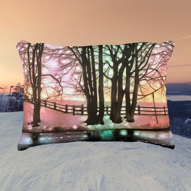 Magical Snow Hill and Fence Accent Pillow (Creator Uploaded)