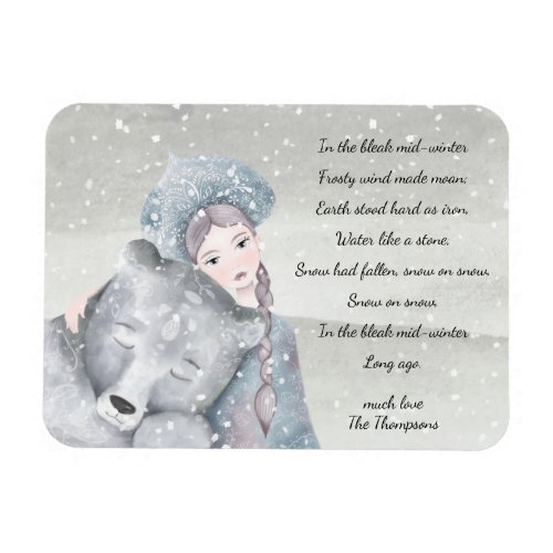 Magical Snow Princess Bear Bleak Midwinter Holiday Magnet