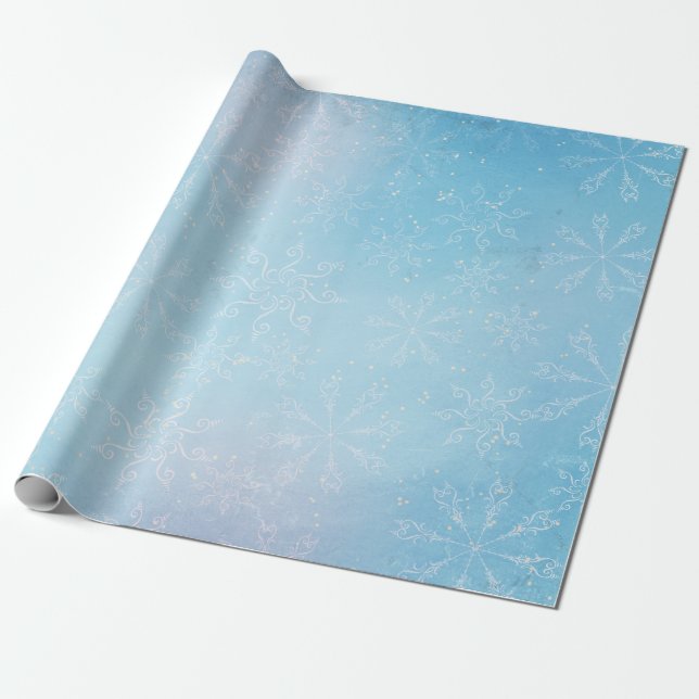 Magical Snowflake Sky Wrapping Paper (Unrolled)