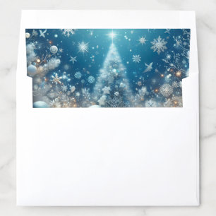 Magical Snowflakes and Christmas Tree Winter Blue Envelope Liner