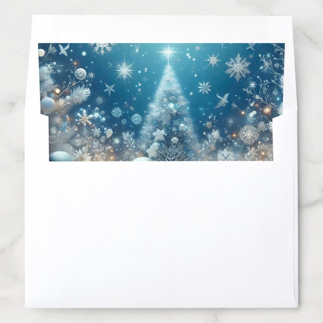 Magical Snowflakes and Christmas Tree Winter Blue Envelope Liner (In Envelope)
