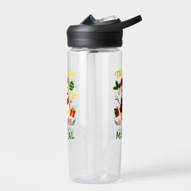 Magical Snowman Christmas Cozy Holiday Sports Gift Water Bottle (Left)