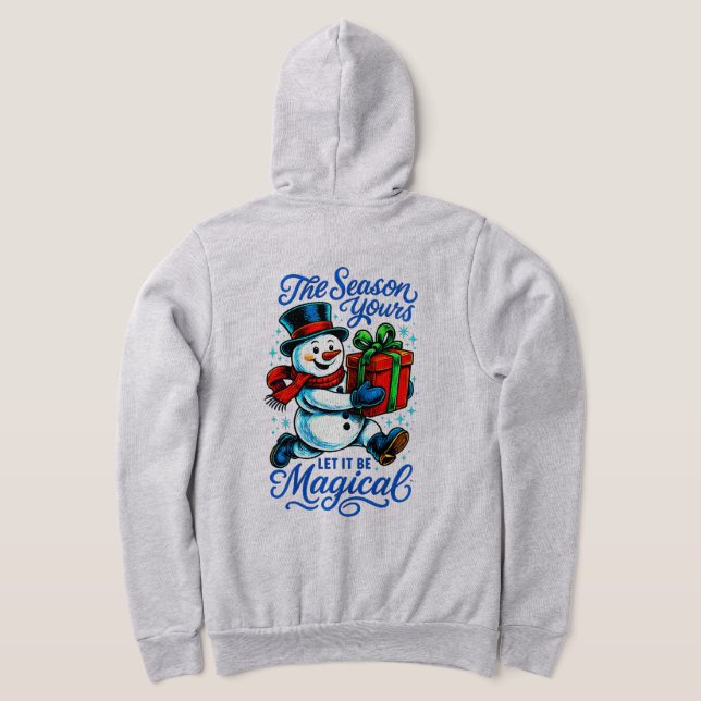 Magical Snowman Christmas Cozy Hoodie Premium gift (Laydown Back)