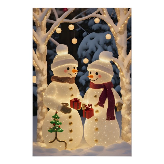 Magical Snowman Christmas Lights Poster (Front)