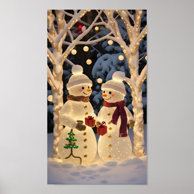 Magical Snowman Christmas Lights Poster (Front)