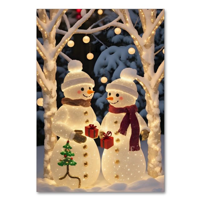 Magical Snowman Christmas Lights Table Number (Front)