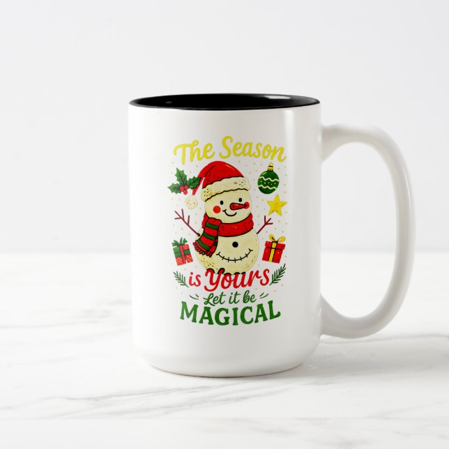 Magical Snowman Christmas Mug Cozy Holiday winter (Right)