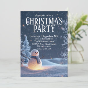 Magical Snowman on a Winter Night Christmas Party Invitation