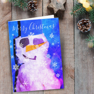 Magical Snowman Snowflake Merry Christmas Holiday Card
