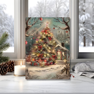 Magical Snowy Christmas Cottage  Card
