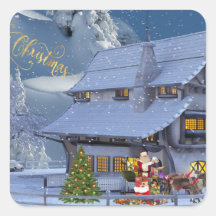 Magical Snowy Christmas Scene with Santa & Deer