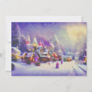 Magical snowy village budget Christmas Holiday Card