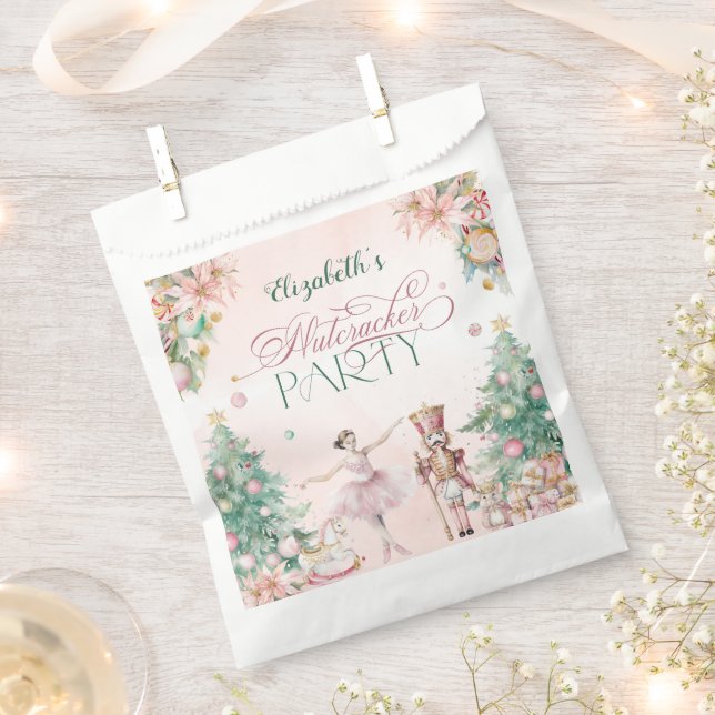 Magical Soft Pink Nutcracker Girls Birthday Party Favor Bag (Clipped)