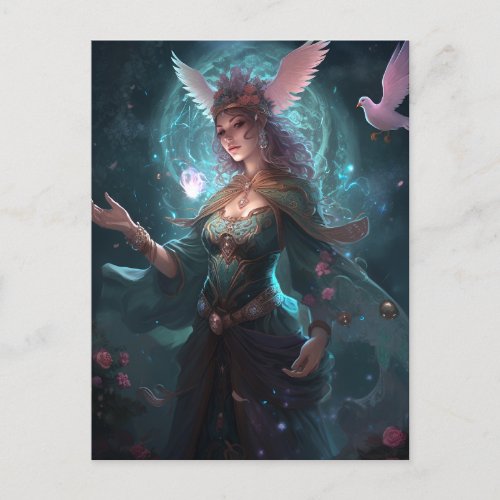 Magical Sorceress Lady Witch Fantasy Art Postcard